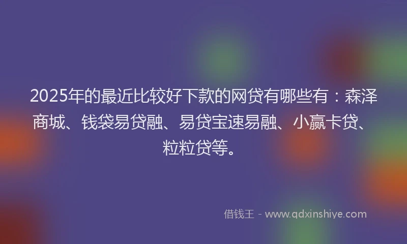 2025年的最近比较好下款的网贷有哪些有：森泽商城、钱袋易贷融、易贷宝速易融、小赢卡贷、粒粒贷等。