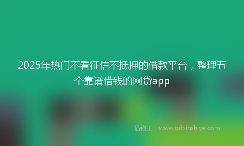 2025年热门不看征信不抵押的借款平台，整理五个靠谱借钱的网贷app