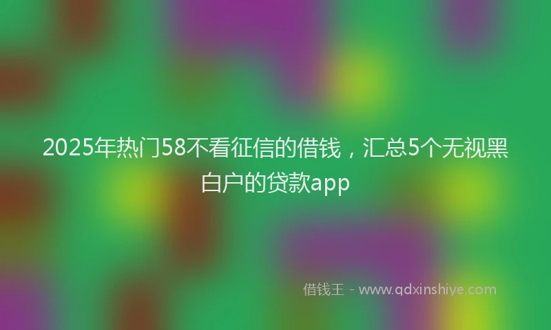2025年热门58不看征信的借钱，汇总5个无视黑白户的贷款app
