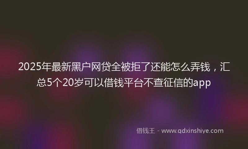 2025年最新黑户网贷全被拒了还能怎么弄钱，汇总5个20岁可以借钱平台不查征信的app