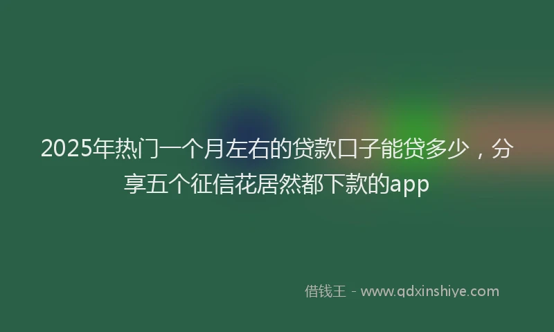 2025年热门一个月左右的贷款口子能贷多少，分享五个征信花居然都下款的app