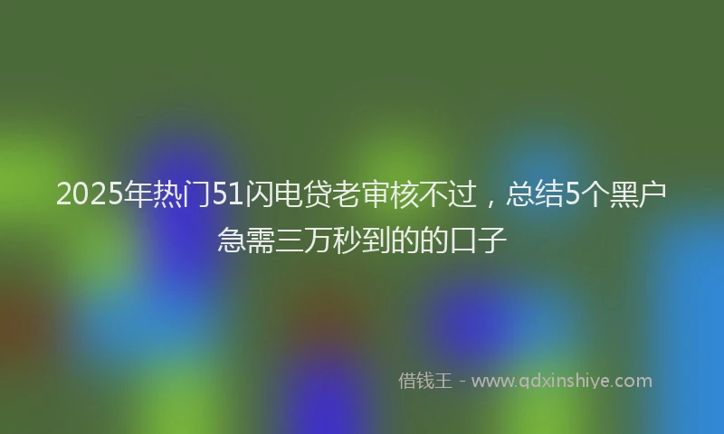 2025年热门51闪电贷老审核不过，总结5个黑户急需三万秒到的的口子