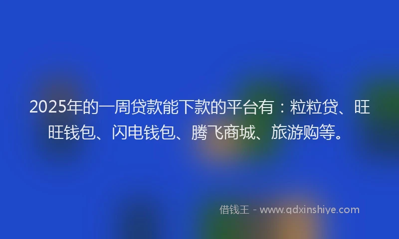 2025年的一周贷款能下款的平台有：粒粒贷、旺旺钱包、闪电钱包、腾飞商城、旅游购等。