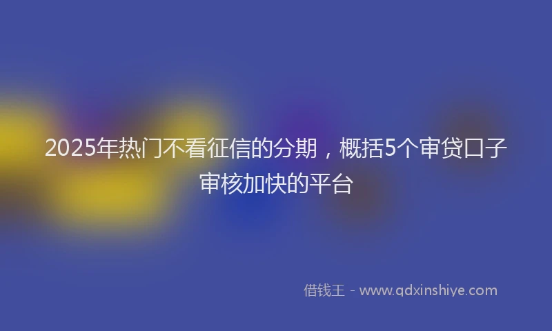 2025年热门不看征信的分期，概括5个审贷口子审核加快的平台
