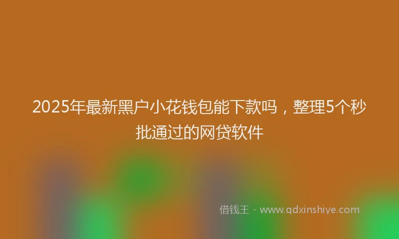 2025年最新黑户小花钱包能下款吗，整理5个秒批通过的网贷软件