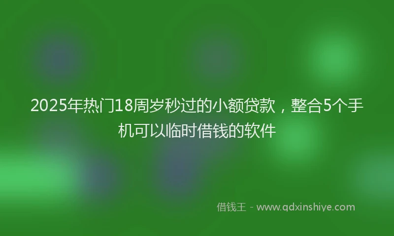 2025年热门18周岁秒过的小额贷款，整合5个手机可以临时借钱的软件