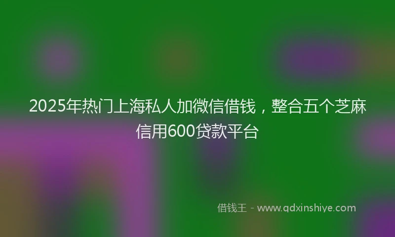 2025年热门上海私人加微信借钱，整合五个芝麻信用600贷款平台