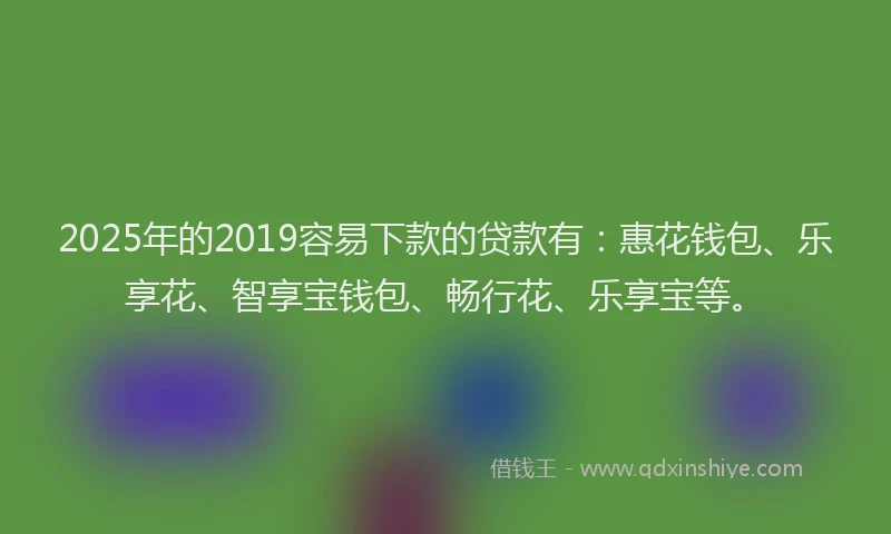 2025年的2019容易下款的贷款有：惠花钱包、乐享花、智享宝钱包、畅行花、乐享宝等。