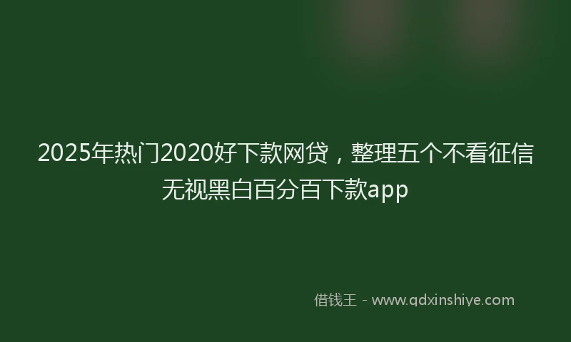 2025年热门2020好下款网贷，整理五个不看征信无视黑白百分百下款app