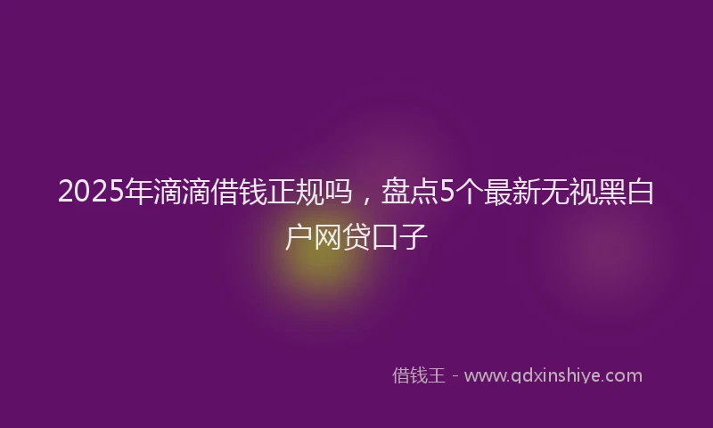 2025年滴滴借钱正规吗，盘点5个最新无视黑白户网贷口子