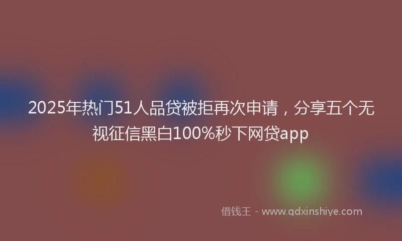 2025年热门51人品贷被拒再次申请，分享五个无视征信黑白100%秒下网贷app
