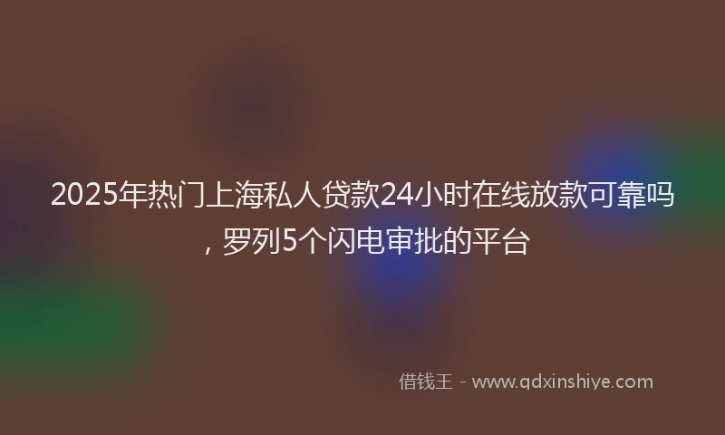 2025年热门上海私人贷款24小时在线放款可靠吗，罗列5个闪电审批的平台