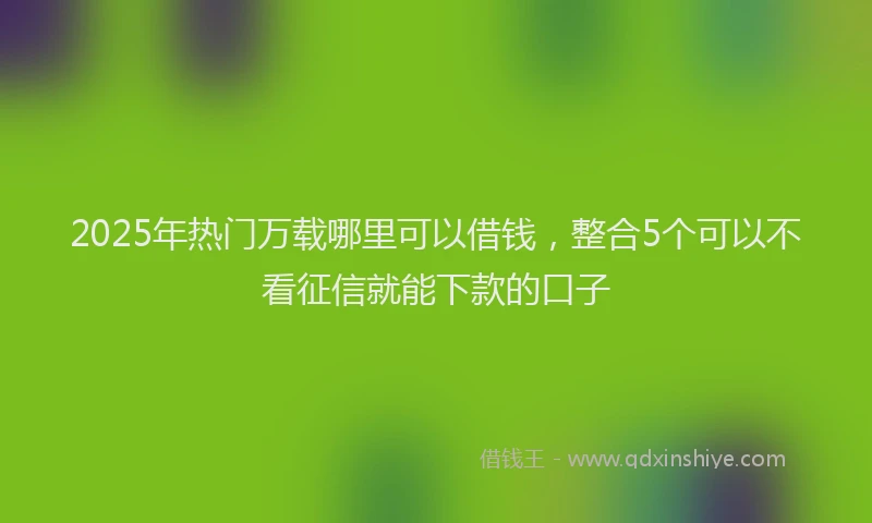 2025年热门万载哪里可以借钱，整合5个可以不看征信就能下款的口子