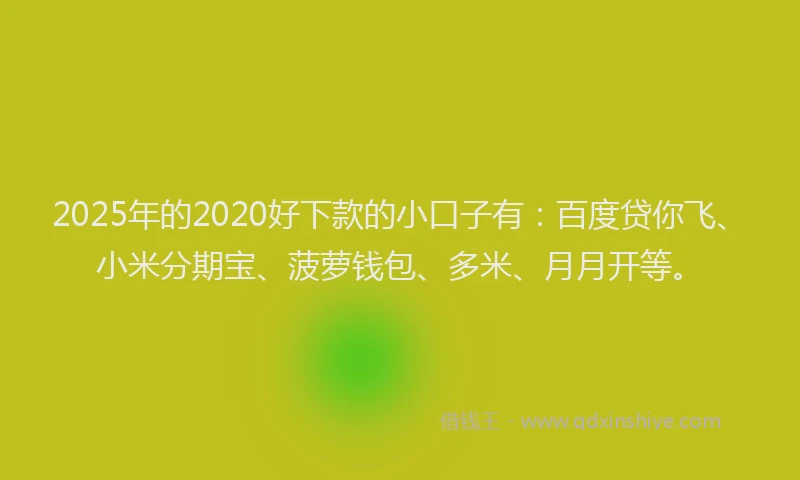 2025年的2020好下款的小口子有：百度贷你飞、小米分期宝、菠萝钱包、多米、月月开等。