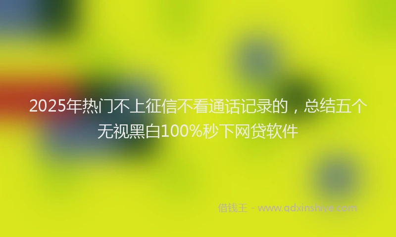 2025年热门不上征信不看通话记录的，总结五个无视黑白100%秒下网贷软件