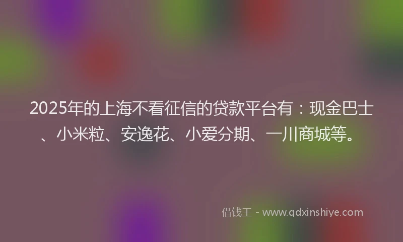 2025年的上海不看征信的贷款平台有：现金巴士、小米粒、安逸花、小爱分期、一川商城等。