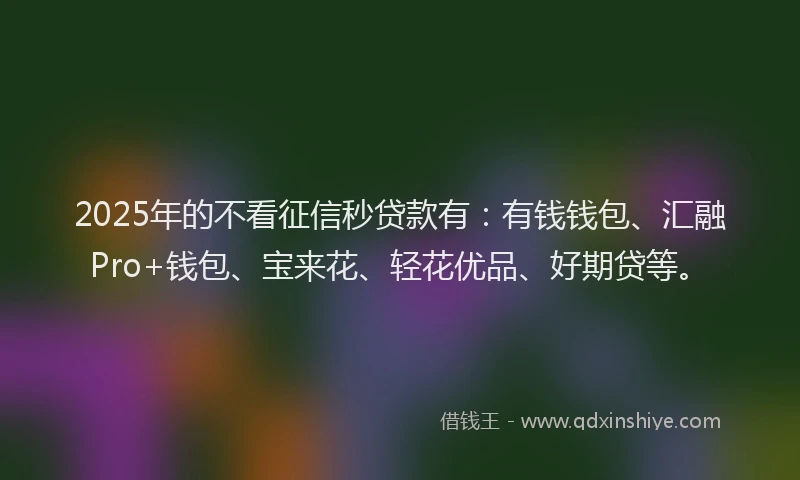 2025年的不看征信秒贷款有：有钱钱包、汇融Pro+钱包、宝来花、轻花优品、好期贷等。