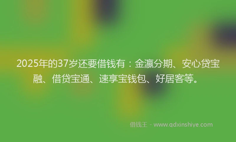 2025年的37岁还要借钱有：金瀛分期、安心贷宝融、借贷宝通、速享宝钱包、好居客等。