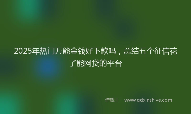 2025年热门万能金钱好下款吗，总结五个征信花了能网贷的平台