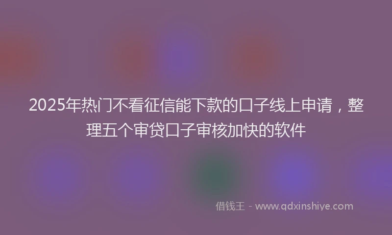 2025年热门不看征信能下款的口子线上申请，整理五个审贷口子审核加快的软件