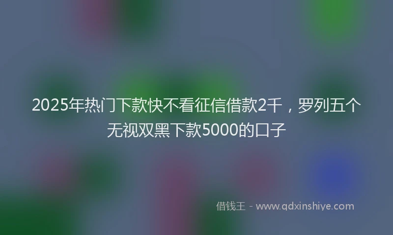 2025年热门下款快不看征信借款2千，罗列五个无视双黑下款5000的口子