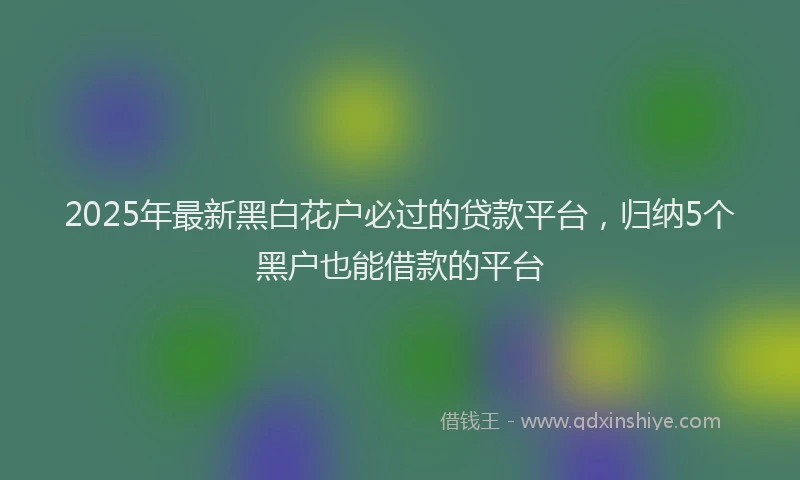 2025年最新黑白花户必过的贷款平台，归纳5个黑户也能借款的平台