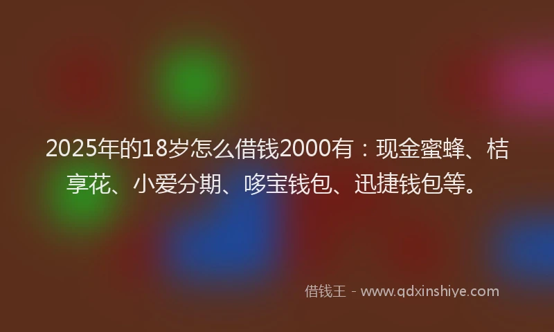 2025年的18岁怎么借钱2000有：现金蜜蜂、桔享花、小爱分期、哆宝钱包、迅捷钱包等。