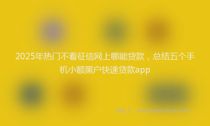 2025年热门不看征信网上哪能贷款，总结五个手机小额黑户快速贷款app
