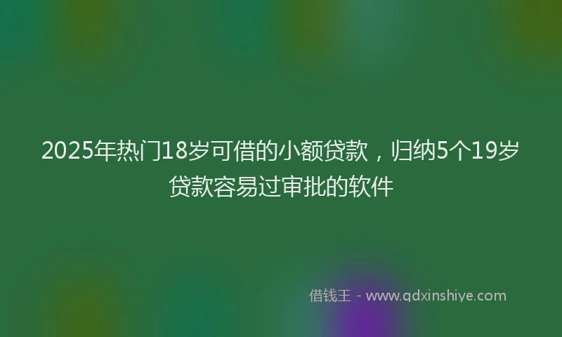 2025年热门18岁可借的小额贷款，归纳5个19岁贷款容易过审批的软件