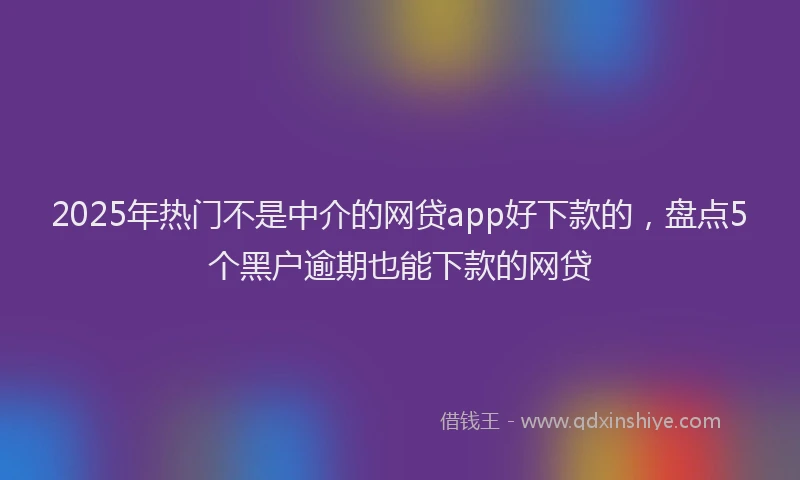 2025年热门不是中介的网贷app好下款的，盘点5个黑户逾期也能下款的网贷