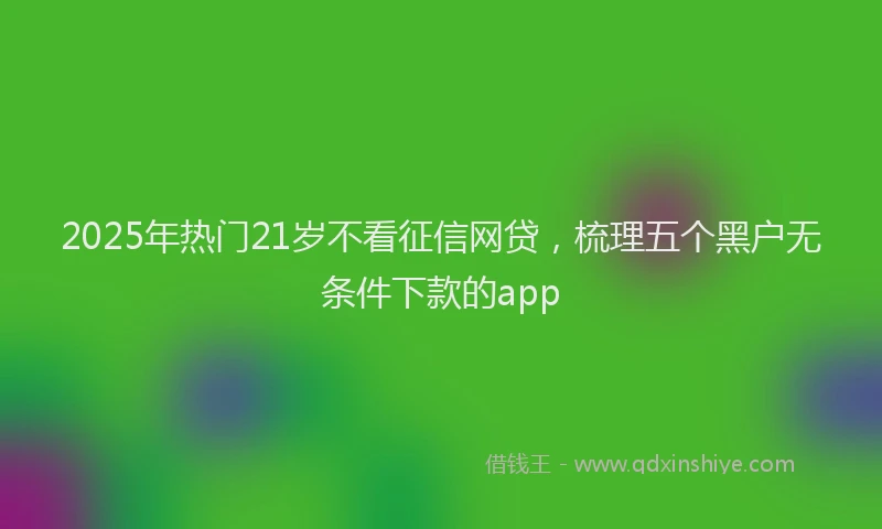 2025年热门21岁不看征信网贷，梳理五个黑户无条件下款的app