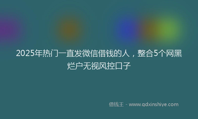 2025年热门一直发微信借钱的人，整合5个网黑烂户无视风控口子
