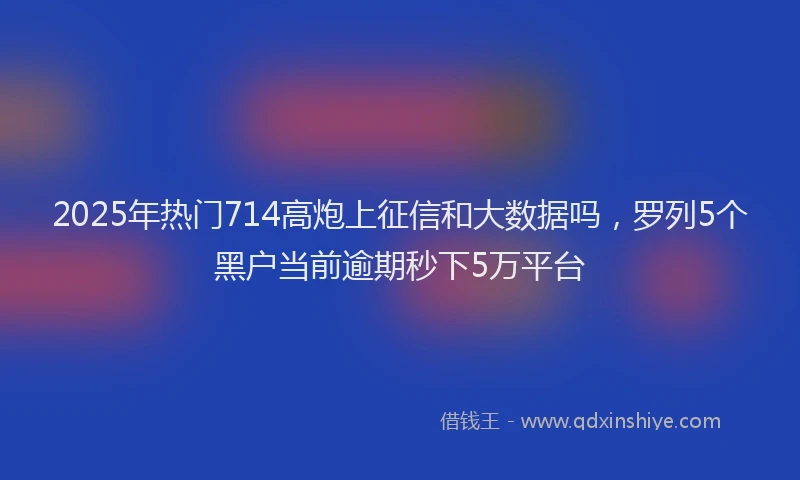 2025年热门714高炮上征信和大数据吗，罗列5个黑户当前逾期秒下5万平台