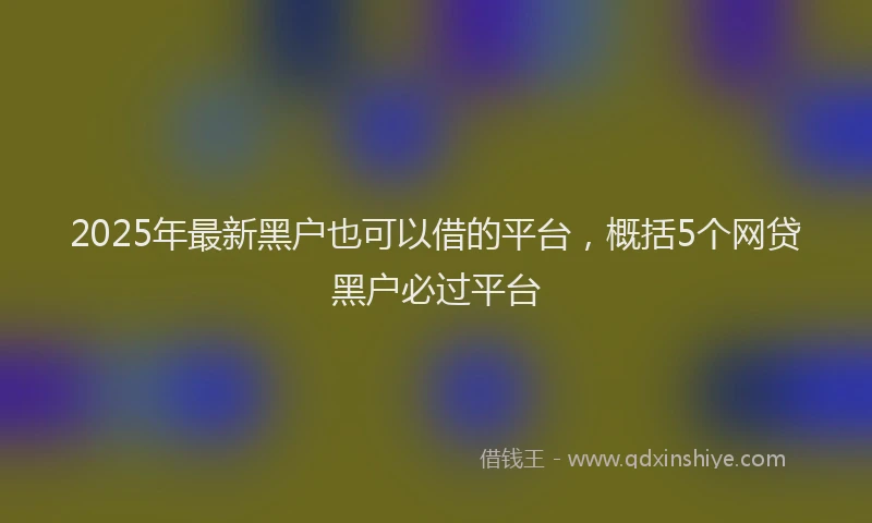 2025年最新黑户也可以借的平台，概括5个网贷黑户必过平台
