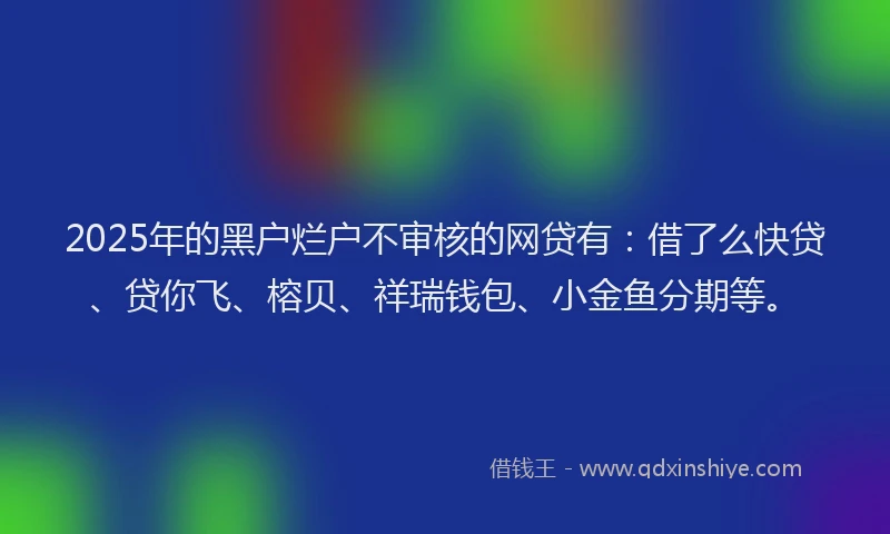 2025年的黑户烂户不审核的网贷有：借了么快贷、贷你飞、榕贝、祥瑞钱包、小金鱼分期等。