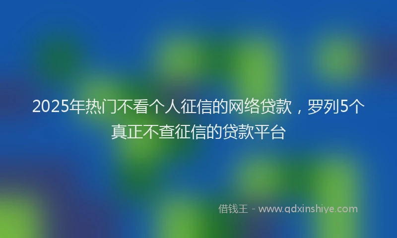 2025年热门不看个人征信的网络贷款，罗列5个真正不查征信的贷款平台