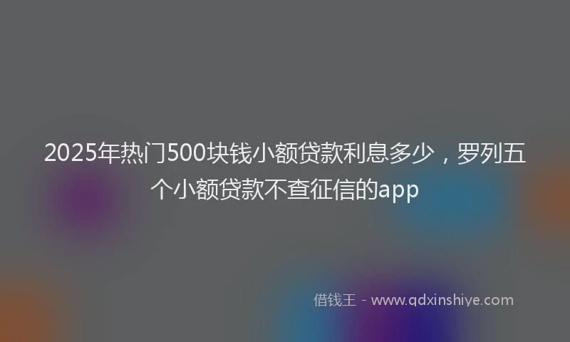 2025年热门500块钱小额贷款利息多少，罗列五个小额贷款不查征信的app