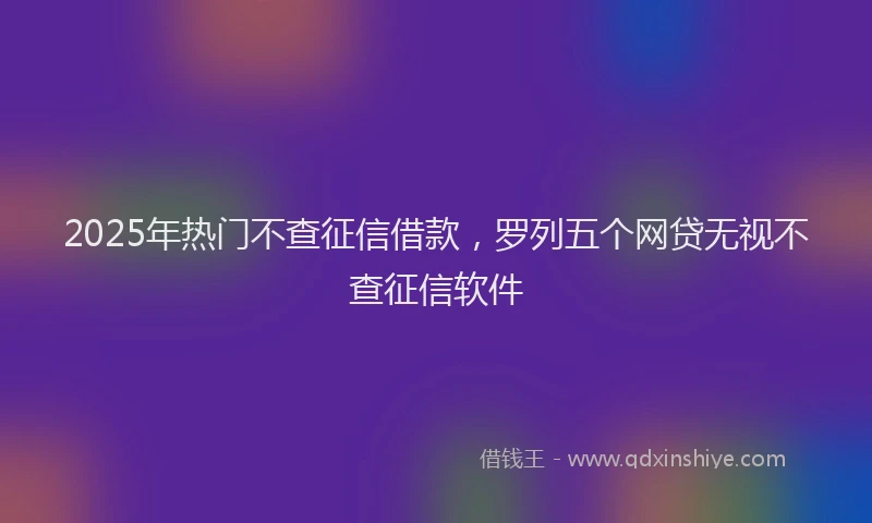 2025年热门不查征信借款，罗列五个网贷无视不查征信软件