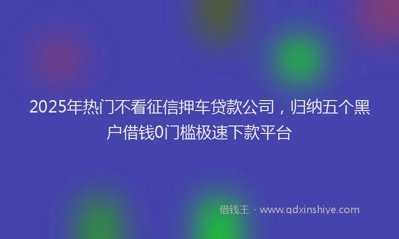 2025年热门不看征信押车贷款公司，归纳五个黑户借钱0门槛极速下款平台