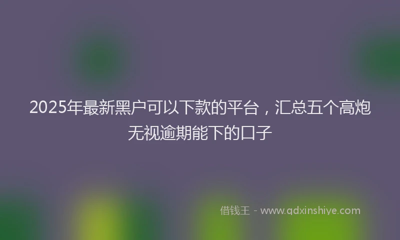 2025年最新黑户可以下款的平台，汇总五个高炮无视逾期能下的口子