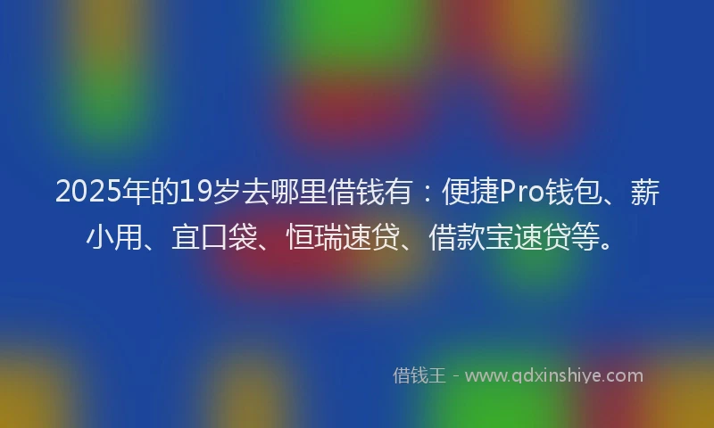 2025年的19岁去哪里借钱有：便捷Pro钱包、薪小用、宜口袋、恒瑞速贷、借款宝速贷等。