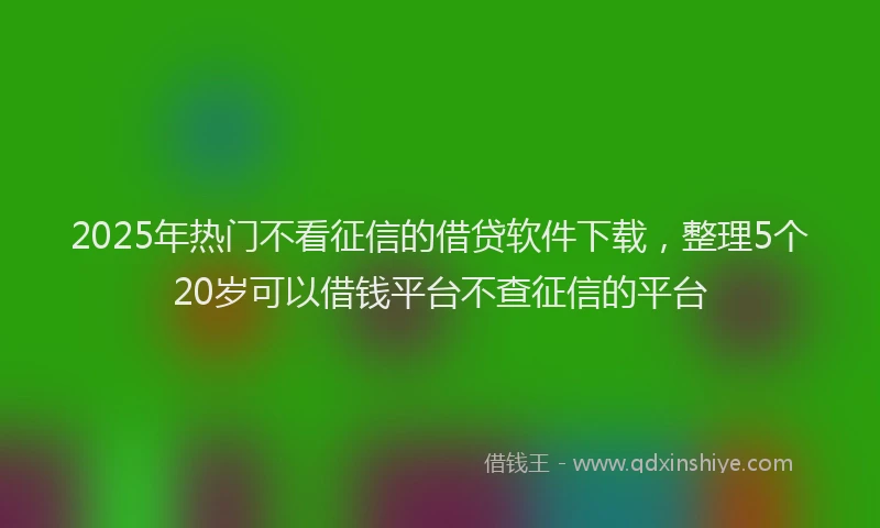 2025年热门不看征信的借贷软件下载，整理5个20岁可以借钱平台不查征信的平台