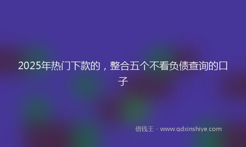 2025年热门下款的，整合五个不看负债查询的口子