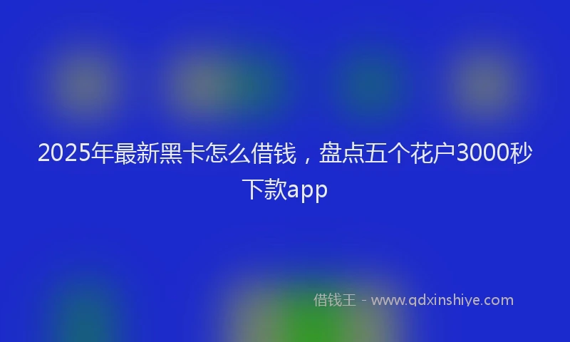 2025年最新黑卡怎么借钱，盘点五个花户3000秒下款app