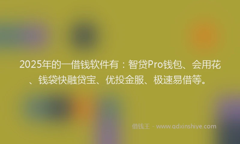 2025年的一借钱软件有：智贷Pro钱包、会用花、钱袋快融贷宝、优投金服、极速易借等。