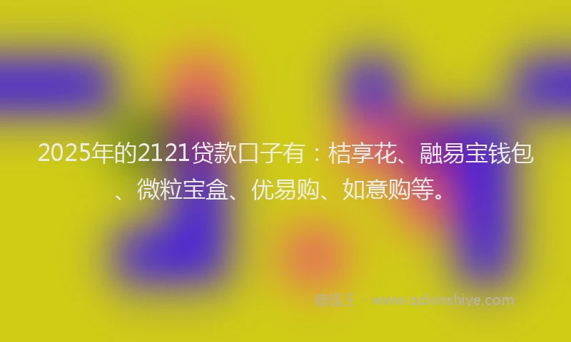 2025年的2121贷款口子有：桔享花、融易宝钱包、微粒宝盒、优易购、如意购等。