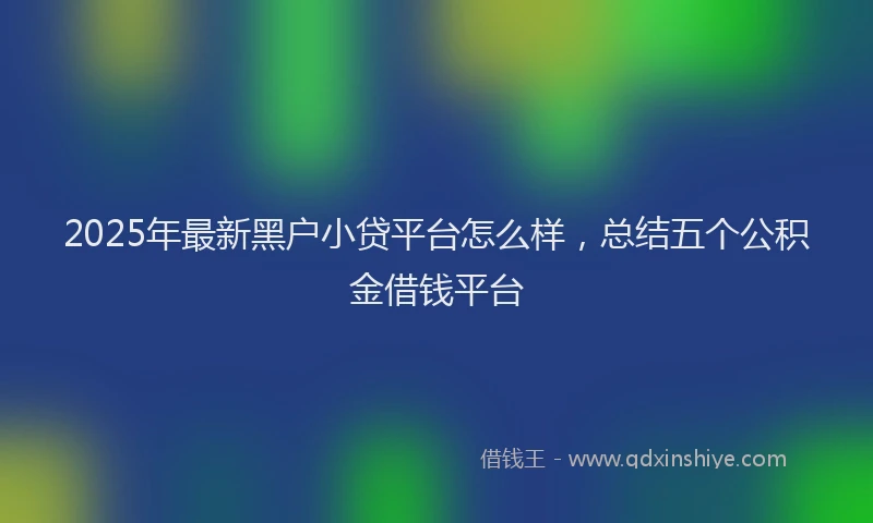 2025年最新黑户小贷平台怎么样，总结五个公积金借钱平台