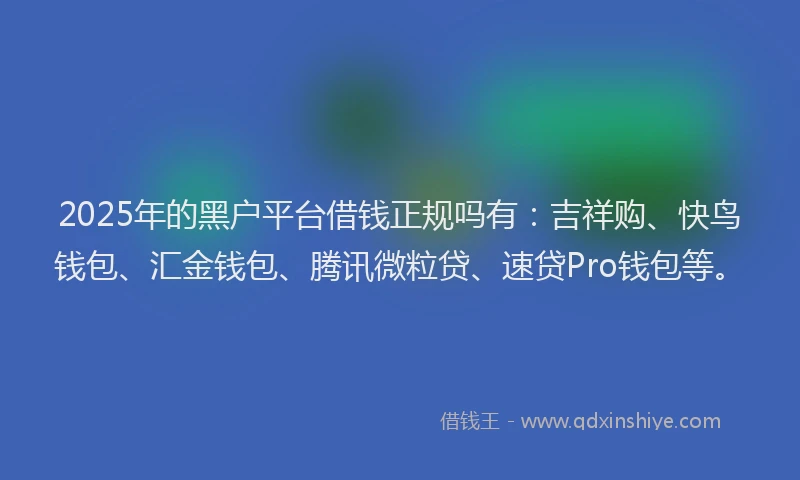 2025年的黑户平台借钱正规吗有：吉祥购、快鸟钱包、汇金钱包、腾讯微粒贷、速贷Pro钱包等。