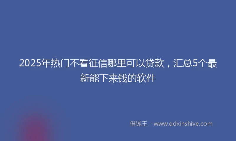 2025年热门不看征信哪里可以贷款，汇总5个最新能下来钱的软件