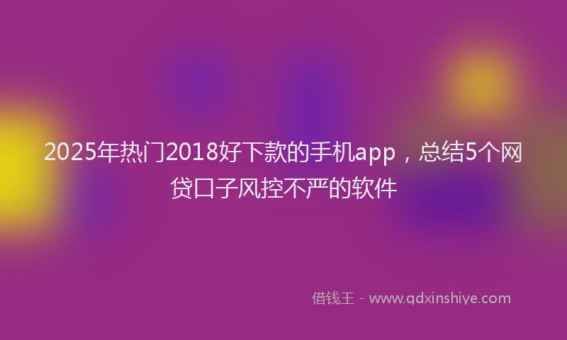 2025年热门2018好下款的手机app，总结5个网贷口子风控不严的软件